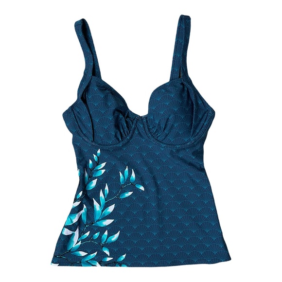 Title Nine NWT Bodacious Tankini Swim
Top Turquoise Floral Detail Blue 32D Beach - Picture 2 of 8